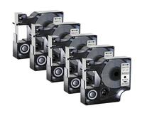 SEFNPOME 5pk 45013 Black Compatible sur Les Bandes d'étiquette Blanche Compatible avec D1 45013 45018 45010 9/12/19mm Rassettes Compatible avec LabelManager 100 150 160 450(Black on Silver)