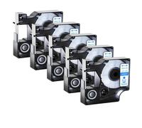 SEFNPOME 5pk 45013 Black Compatible sur Les Bandes d'étiquette Blanche Compatible avec D1 45013 45018 45010 9/12/19mm Rassettes Compatible avec LabelManager 100 150 160 450(Blue on Clear)
