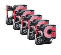 SEFNPOME 5pk 45013 Black Compatible sur Les Bandes d'étiquette Blanche Compatible avec D1 45013 45018 45010 9/12/19mm Rassettes Compatible avec LabelManager 100 150 160 450(Black on Red)