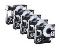 SEFNPOME 5pk 45013 Black Compatible sur Les Bandes d'étiquette Blanche Compatible avec D1 45013 45018 45010 9/12/19mm Rassettes Compatible avec LabelManager 100 150 160 450(Black on Clear)
