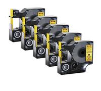 SEFNPOME 5pk 45013 Black Compatible sur Les Bandes d'étiquette Blanche Compatible avec D1 45013 45018 45010 9/12/19mm Rassettes Compatible avec LabelManager 100 150 160 450(Black on Gold)