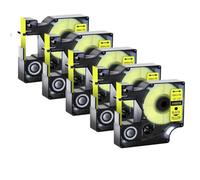 SEFNPOME 5pk 45013 Black Compatible sur Les Bandes d'étiquette Blanche Compatible avec D1 45013 45018 45010 9/12/19mm Rassettes Compatible avec LabelManager 100 150 160 450(Black on Yellow)