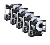 SEFNPOME 5pk 45013 Black Compatible sur Les Bandes d'étiquette Blanche Compatible avec D1 45013 45018 45010 9/12/19mm Rassettes Compatible avec LabelManager 100 150 160 450(White on Clear)