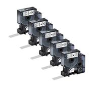 SEFNPOME 5pk 45013 Tapes d'étiquette D1 compatibles 45013 Noir sur Blanc 12 mm Compatible avec Une Utilisation avec LabelManager LM 160 420p 280(5PK Black on Silver)
