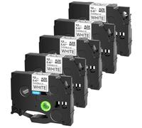 SEFNPOME 5pk 6 9 12 18 24 mm Rande de laminat ID Flexible Compatible avec Tze FX211 221 231 241 251 Noir sur Blanc Compatible avec Les imprimantes d'étiquette