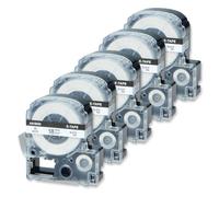 SEFNPOME 5pk Compatible Compatible avec 18 mm x 8m AS18KW Étiquettes Standard Noires sur Blanc Compatible avec LW 400 LW 300 LW 700 LW Z900 LW 1000P Étiquette imprimante