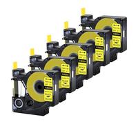 SEFNPOME 5pk Noir sur des Tubes de rétrécissement Thermique compatibles Jaunes Compatible avec 18054 18056 18058 Makers étiquettes 6 mm 9 mm 12 mm 19 mm 24 mm Compatible avec 4200