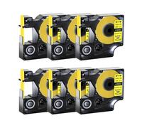 SEFNPOME 6pk Noir sur Les Tubes à Chaleur Jaune 12 + 19 mm compatibles avec 18054 18056 Étiquettes Rassettes Compatible avec l'imprimante d'étiquette 4200 5000(6 and 9mm)