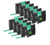 SEFNPOME 9pcs Compatible Tze 231 Noir sur Bande d'étiquette Blanc Compatible avec Tze335 S131 FX231 Ribbons 12 mm Compatible avec PTH110 D210 Maker(White on Green)