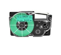SEFNPOME Compatible 9 mm 12 mm 18 mm 24 mm XR Tapes d'étiquette Compatible avec Les imprimantes d'étiquette KL120 KL-60 KL-130 et XR12WE XR-12X XR-9WE XR18WE(Black on Green)