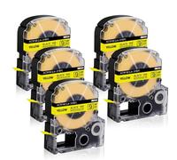 SEFNPOME Étiquettes Standard compatibles 5pk 9 mm x 8m Noir sur Jaune Compatible avec LW-400 LW-300 LW-700 LW600P K200BL IMPRIMES