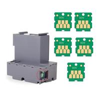 SEFNPOME Réservoir d'entretien et 5 puces compatibles avec ET-2700 ET-2750 ET-2756 ET-3700 ET-3750 ET-4750 M1100 L6168 L6178 L6198 Prints Remplacement Pièce T04D100