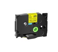 SEFNPOME Rouvre à étiquette Blanc de 12 mm sur Blanc Compatible avec TZ231 TZ 231 Ruban adhésif Fort Compatible avec Les modèles d'imprimante d'étiquette 131 241 H110(Strong BK on Yellow)