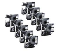 SEFNPOME Tapes de Fabricant d'étiquettes compatibles 10pk Compatible avec 18489 18491 18490 19 mm 3/4 Pouce Noir sur Nylon Flexible Industriel Blanc(Black on White 12mm)