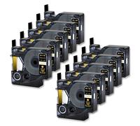 SEFNPOME Tire à étiquette Noire 10pk Compatible avec la Bande D1 Compatible 45024 Tapis d'étiquette Standard de 12 mm Compatible avec Les imprimantes LabelManager 100 120p