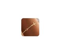 SEFORICO Armband Délicat Femme Juwel Pierre de Naissance Février, Croix & Chaine Ajustable - Armband en Or, Cadeau Anniversaire/Mariage, Idéal pour Amie/Soeur/Fille