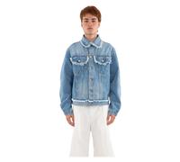 Séfr, Homme, Vestes, Bleu, Taille: M Veste en Jean Frayed Rodeo avec Franges