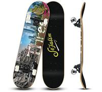 Sefulim 31 x 8 Pouces Ensemble Complet de 7 Couches érable Canadien Double kickboard concave Cruiser Stunt Skateboard pour garçon Fille Adolescent Adulte débutant (threee)…