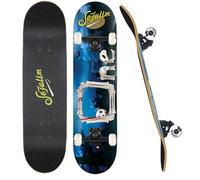 Sefulim 31 x 8 Pouces Ensemble Complet de 7 Couches érable Canadien Double kickboard concave Cruiser Stunt Skateboard pour garçon Fille Adolescent Adulte débutant (Skull One)