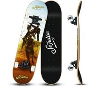 Sefulim 31 x 8 Pouces Ensemble Complet de 7 Couches érable Canadien Double kickboard concave Cruiser Stunt Skateboard pour garçon Fille Adolescent Adulte débutant（Cowboy）
