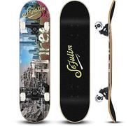 Sefulim 31x8 Pouces Skateboard Complet 7-Couches Érable Canadien Double Kick