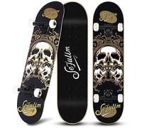 Sefulim 31x8 Pouces Skateboard Complet 7-Couches Érable Canadien Double Kick
