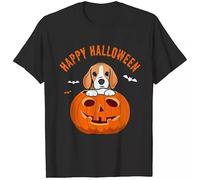 SEFxd22WSA Happy Halloween Beagle Dog Pumpkin T-Shirt Black 3XL