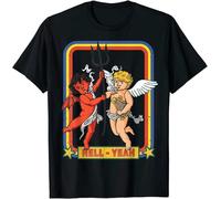 SEFxd22WSA Hell Yeah - Retro Smoking Angel and Devil - Devilish Cupid T-Shirt Black 3XL