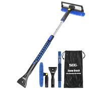 SEG Direct 100CM Balais à Neige Brosse à Neige Extensible avec Racloir à Glace Poignée en Mousse Télescopique pour Voiture SUV MPV Camion Durabilité Antigel, Noir et Bleu