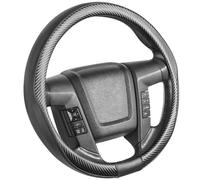 SEG Direct Couvre Volant de Voiture de Grande Taille pour F150 F250 F350 Ram 4runner Tacoma Tundra Range Rover avec 39.5-41cm De Diamètre Extérieur en Cuir avec Motif en Fibre De Carbone Noir