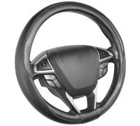 SEG Direct Couvre Volant Housse de Volant de Voiture en Cuir Microfibre avec Fibre de Carbone de Taille Standard 37-39 cm Noir