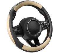 SEG Direct Couvre Volant Voiture pour Prius Civic Model 3 Model Y Camaro, Petite Taille 35,5-36 cm, Accessoires intérieurs Auto, Microfibre Cuir Noir et Beige