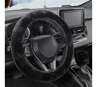 SEG Direct Furry Couvre Volant Voiture avec Couvre de Levier de Vitesse, Protection de Volant Douce, Chaude et Antidérapante pour Hommes, Femmes et Filles, Lot de 2 Pièces, 37-39 cm, Noir