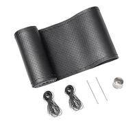 SEG Direct Housse de Volant en Cuir Véritable, à Coudre, Ajustement Universel pour Roues de Voiture de 37 à 39 cm, Couture à la Main en Cuir Respirant de Vachette, Noir
