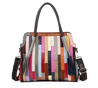 Segater Grand sac à main Boston en cuir véritable coloré pour femme