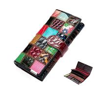 Segater Portefeuille Multicolore en Cuir véritable pour Femme - Grand Sac à Main - Pochette pour téléphone - Multicolore - L - L - Portefeuille de Voyage
