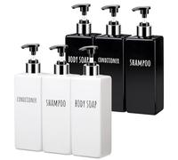 Segbeauty Distributeur Gel Douche, 6 Pièces Bouteille Plastique 500ml pour Savon, Distributeurs de Savon et de Lotion, Soap Dispenser Réutilisable, Distributeur Shampoing avec Étiquette Imprimée