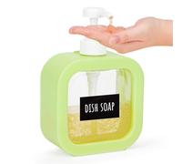 Segbeauty Distributeur Liquide Vaisselle, 1 Pièce 500ml Flacon Pompe Vide, Distributeur Gel Douche avec Étiquettes, Bouteille Shampoing en Plastique (Vert)