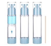 Segbeauty distributeurs à Pompe Airless, 3 Pièces 50ml Vacuum Contenant Cosmetiqu, Lavable et Portable, pour Creme Solaire, Lotion, Désinfectants et Cosmétiques (Bleu)