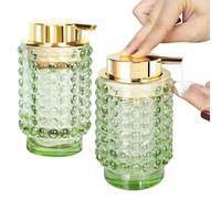 Segbeauty Flacon Pompe Vide, 2 Pièces Distributeur Savon Verre, Soap Dispenser Vintage, Distributeurs de Savon et de Lotion Rechargeable, Bouteille Shampoing pour Hôtels, Écoles (Vert)