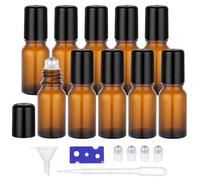 Segbeauty Flacon Roll on Vide en Verre, 10 Pezzi 10ml Bouteille à Rouleaux, Flacon Huile Essentielle Vide, Anti-UV, avec Billes en Acier Inoxydable, pour Voyage (Marron)