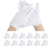 Segbeauty Gants Blancs, 12 Paires Gants Coton Dermatologique, Gants Hydratants, Gants Blanc Femme, Gants Lavables pour Crème Mains, la Nuit la Guérison l'Eczéma (M)