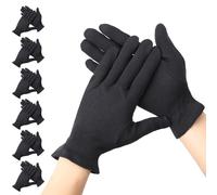 Segbeauty Gants Coton Dermatologique, 6 Paires Gants Coton Noir, avec Bracelet Élastique, Lavable et Réutilisable, pour Eczema, Mains Sèches, Inspection de Bijoux, Conduite (XL)