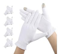 Segbeauty Gants en Coton, 4 Paires Gant Blanc Femme pour Écran Tactile, Gants Coton Dermatologique, Gant Coton Blanc Eczema, Gants Hydratants pour Mains Sèches (L)