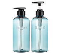 Segbeauty Lot de 2 flacons de Douche Rechargeables Bleus de 500 ML avec Pompe pour shampooing, après-shampooing, Savon corporel, Salle de Bain, hôtel, Distributeur de Presse en Plastique