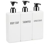 Segbeauty Lot de 3 distributeurs de savon carrés rechargeables, 500 ml, vides et réutilisables, modernes pour la salle de bain, la cuisine, le shampooing, l'après-shampoing, le savon pour le corps, blanc