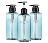 Segbeauty Lot de 3 flacons de Douche Rechargeables de 500 ML pour Salle de Bain, Savon, shampooing, Gel Douche, hôtel, Salle de Bain, Bleu