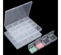 Segbeauty Petite Boite Plastique, 2 Pcs Boite Rangement Perle avec 16 Grilles, Diamond Painting Boite de Rangement, Boite Rangement Plastique Compartiment pour Bijoux, Ongles, Artisanat