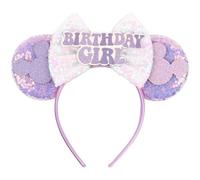 Seglorwy Serre-tête oreilles de souris pour Halloween, Noël, fête d'anniversaire, costume sur le thème de la souris, accessoires de costumade et décorations d'anniversaire (anniversaire violet)