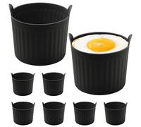 SEGNAYEN Lot de 8 moules à œufs pour friteuse à air, ramequins en silicone pour friteuse à air, moules à muffins antiadhésifs pour œufs pochés, au plat, noir